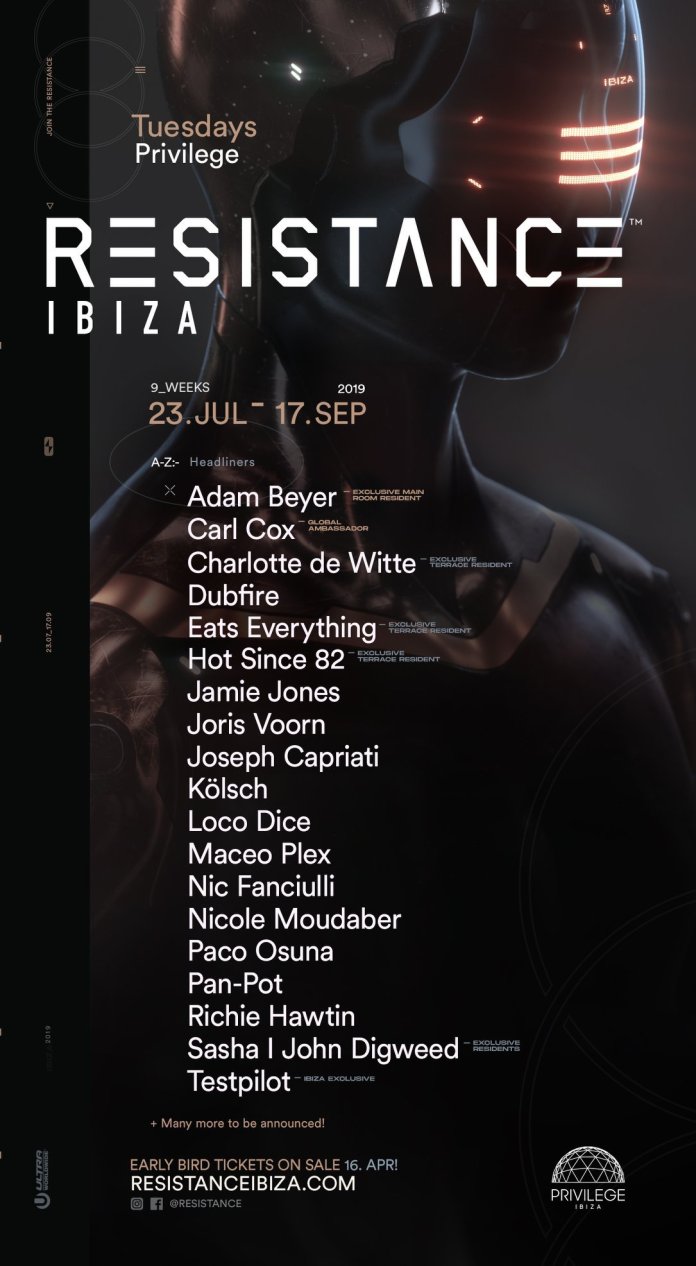 Resistance dj line up at Privilege Ibiza